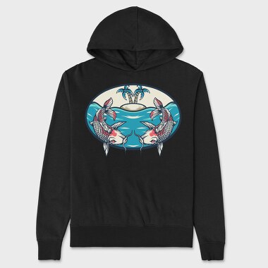 Koi Fish Illustration 4, Unisex Men's Hoodie