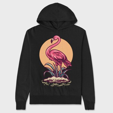 Summer Flamingo Retro Illustration, Unisex Men's Hoodie