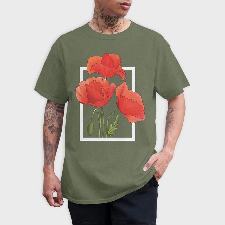 Flower Line, Unisex Men's T-Shirt
