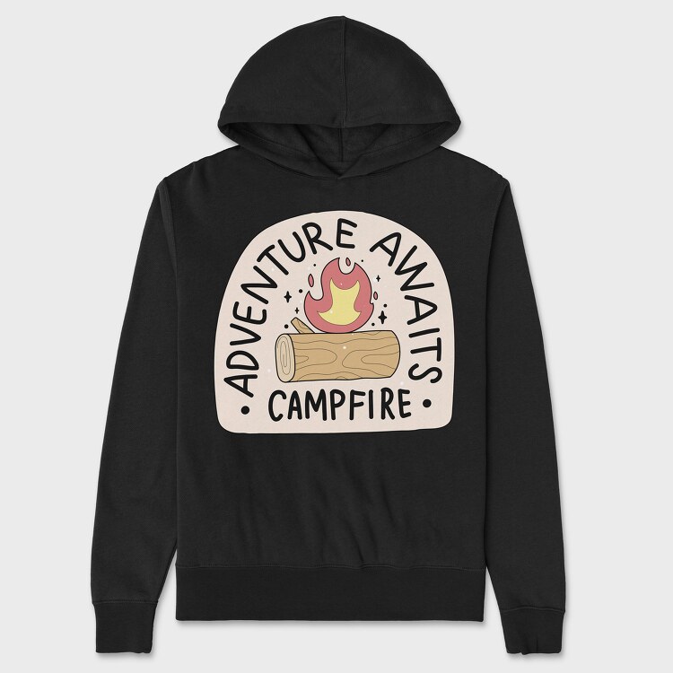 Adventure Awaits Campfire, Унисекс Мъжко Суичър