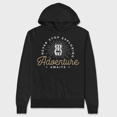 Adventure text, Unisex Men's Hoodie