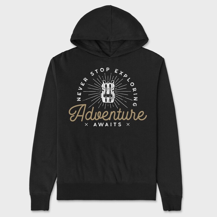 Adventure text, Unisex Men's Hoodie