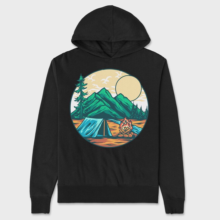 Camping Illustration 9, Unisex Men's Hoodie