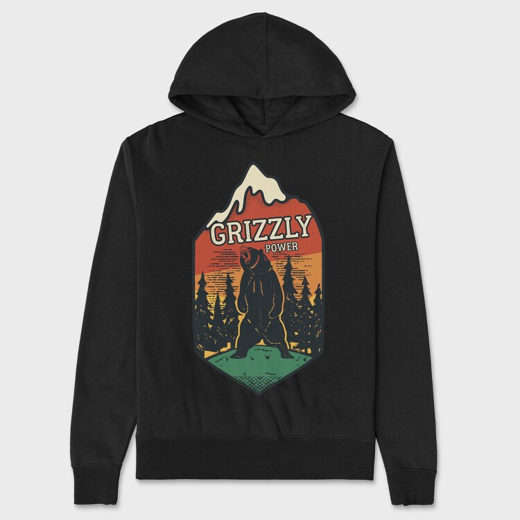 Retro Grizzly Power, Unisex Men's Hoodie