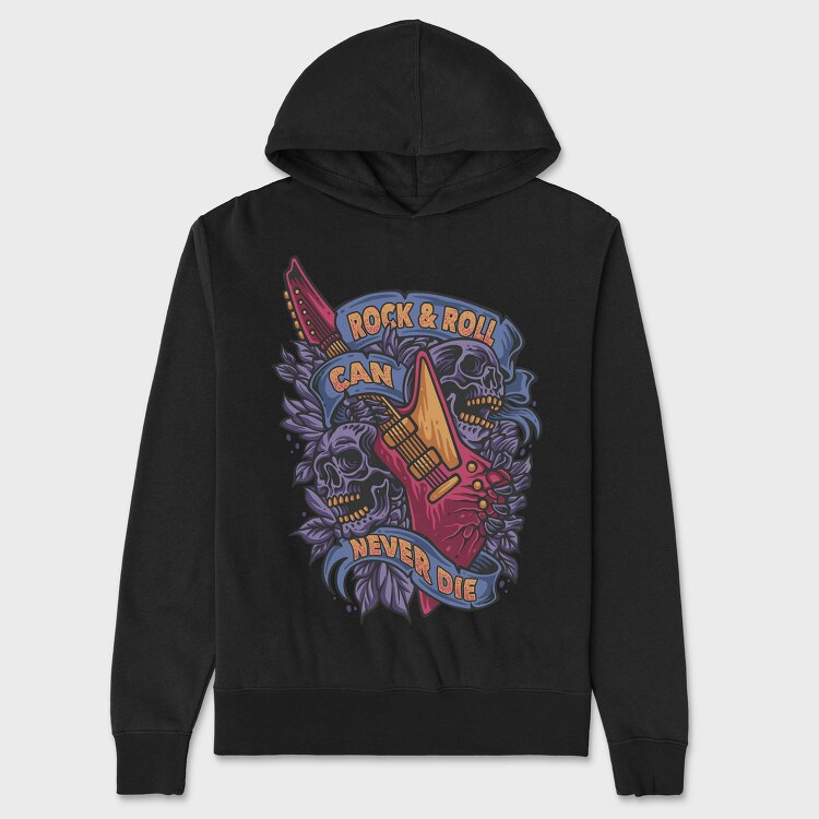 Rock and Roll Can Never Die, Unisex Men's Hoodie