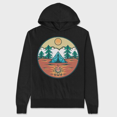 Mountain Camping Illustration, Unisex Men's Hoodie