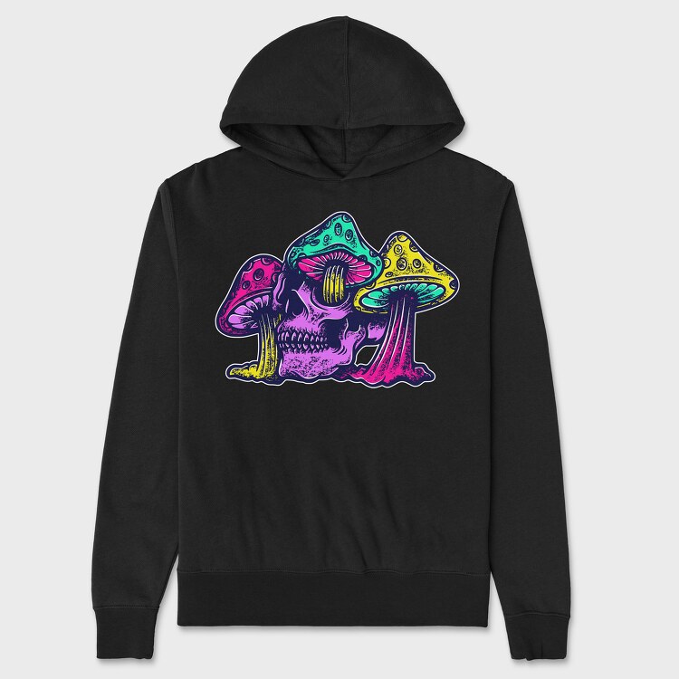 Skull and Smurf Rough Texture Illustrations, Unisex Men's Hoodie