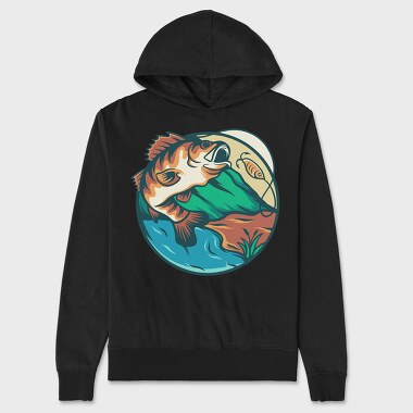 Bass Fishing Illustration 7, Unisex Men's Hoodie