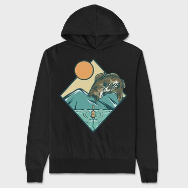Bass Fishing Illustration, Unisex Men's Hoodie