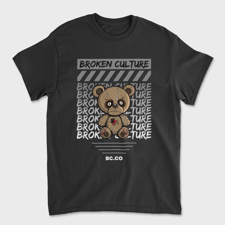 Broken Culture Teddy Bear, Unisex Men's T-Shirt