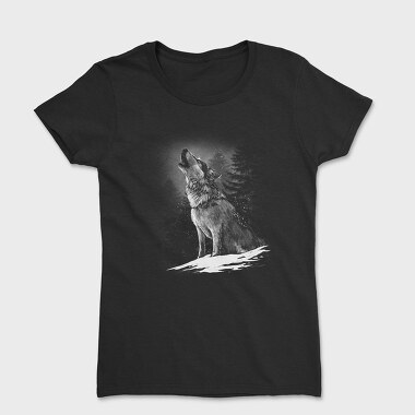 Realistic Wolf Monocrhome Howl, Women's T-Shirt