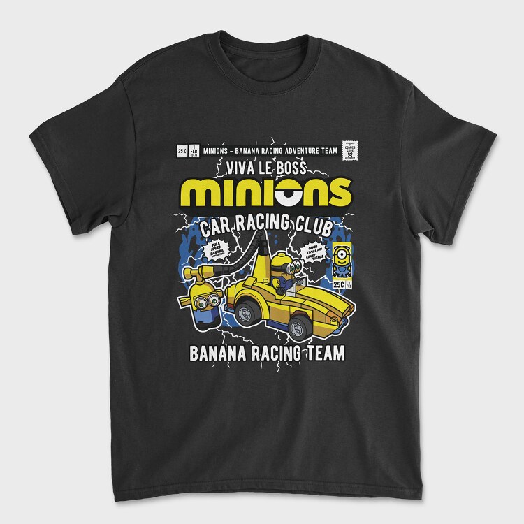 Minions Banana Racing Car, Унисекс Мъжка Тениска