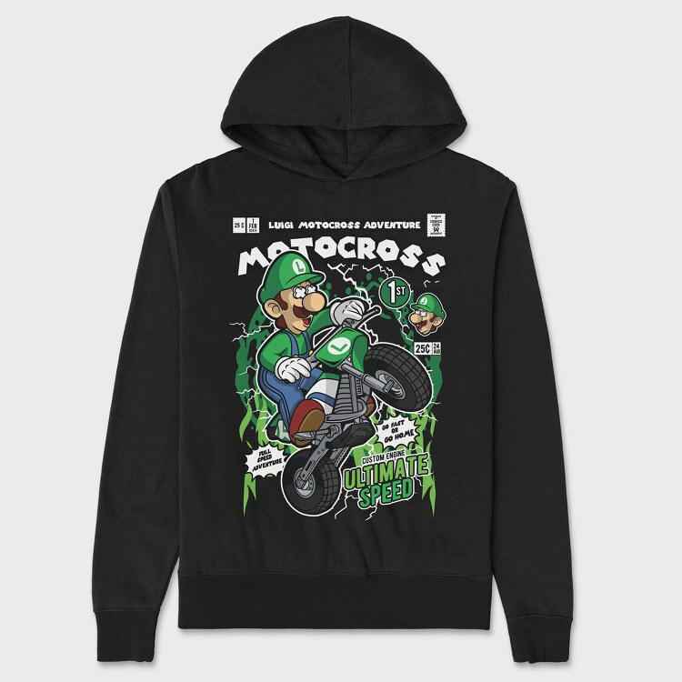 Luigi Motocross, Unisex Men's Hoodie