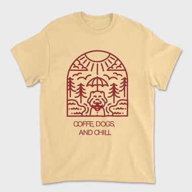 Coffee, Dogs, and Chill, Unisex Men's T-Shirt