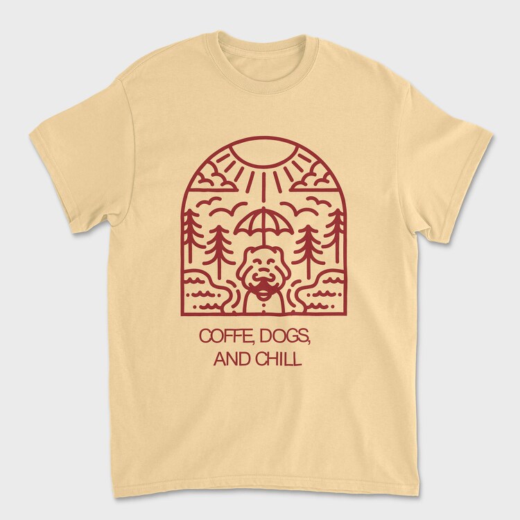 Coffee, Dogs, and Chill, Unisex Men's T-Shirt