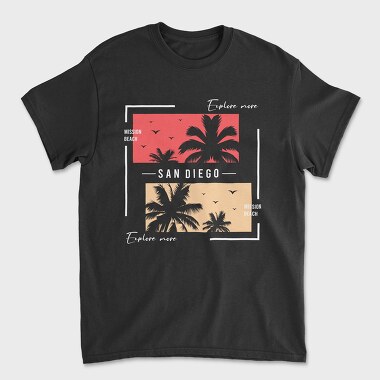 Mission Beach, Unisex Men's T-Shirt