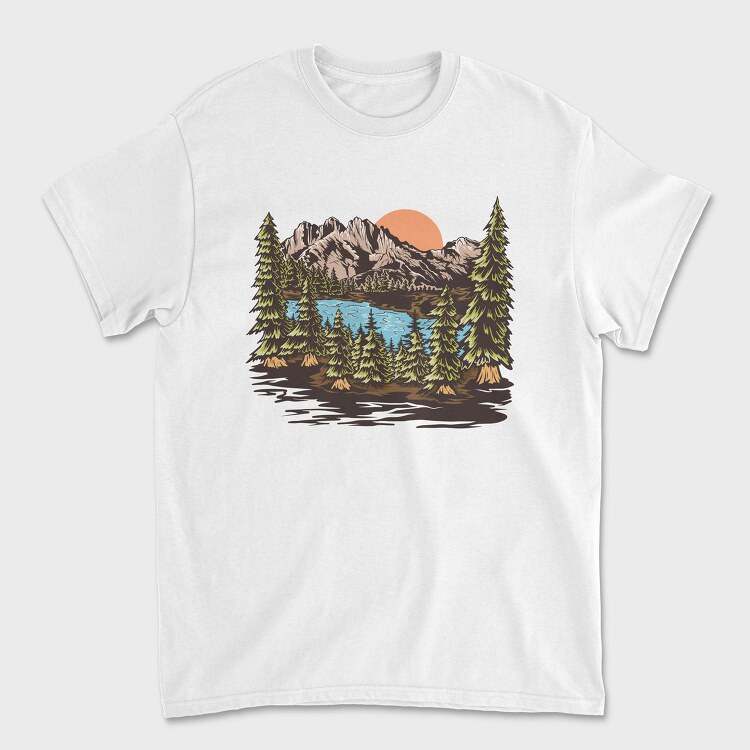 Mountain Sun Lake, Унисекс Мъжка Тениска