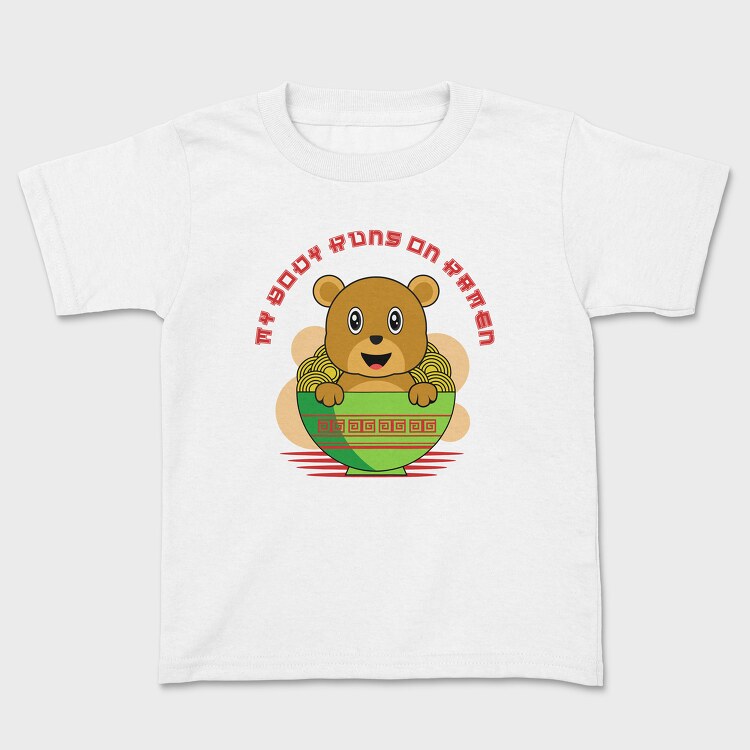 My Body Runs on Ramen, Kids' T-Shirt