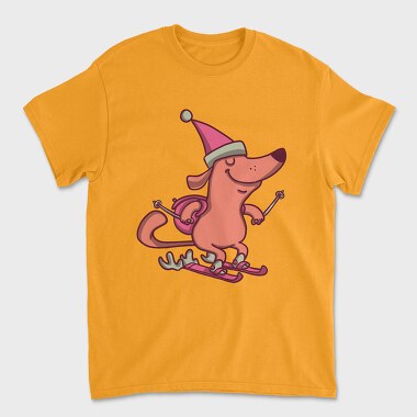 Unisex Men's T-Shirt, Dog Skiing