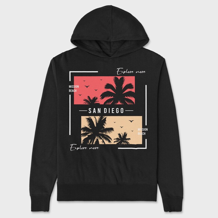 Mission Beach, Unisex Men's Hoodie