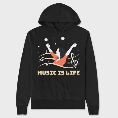 Music Is Life, Unisex Men's Hoodie