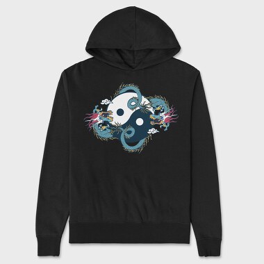 Dragon Ying Yang, Unisex Men's Hoodie