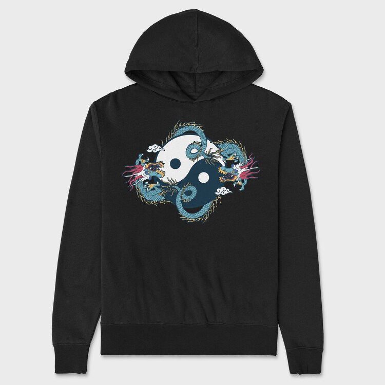 Dragon Ying Yang, Unisex Men's Hoodie
