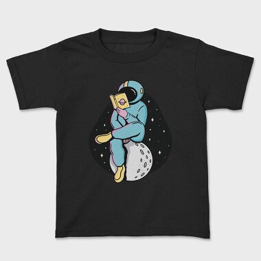 Astronaut Reading moon, Kids' T-Shirt
