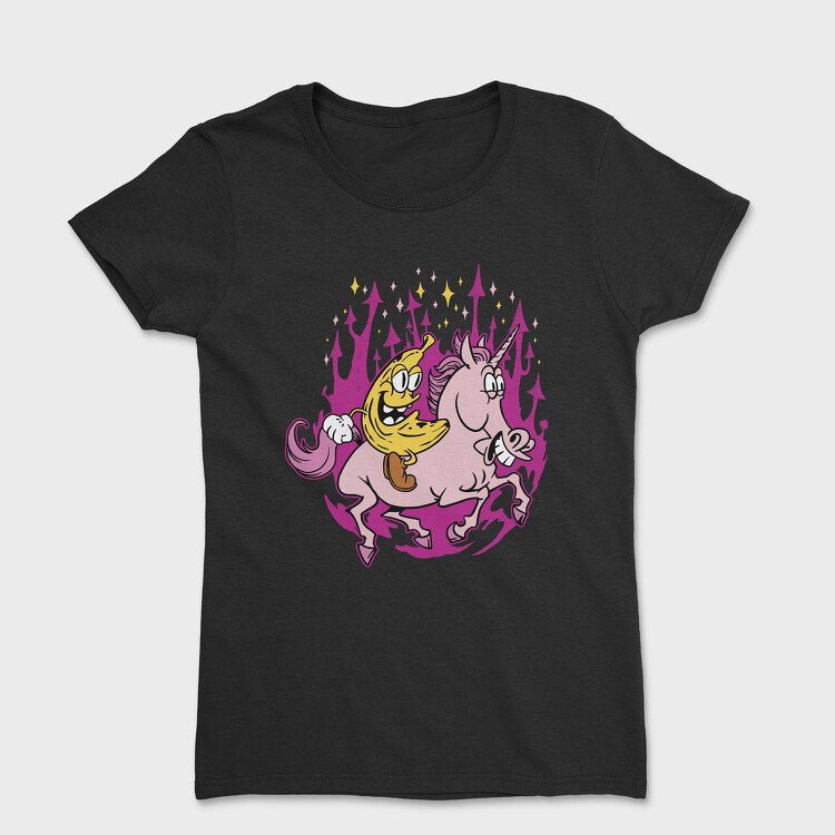 Banana Riding a Unicorn, Women's T-Shirt