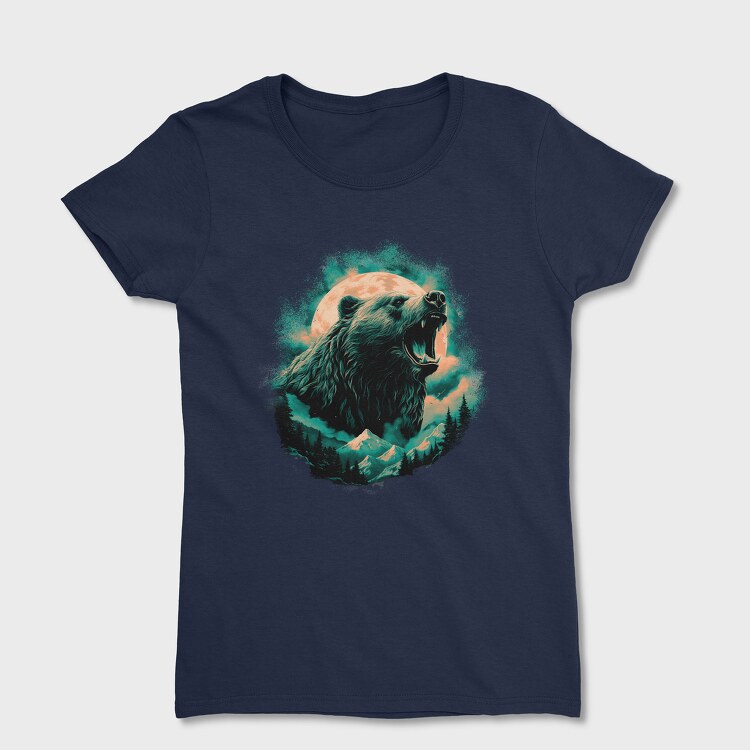Bear With Mountains Moon, Women's T-Shirt