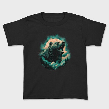 Bear With Mountains Moon, Kids' T-Shirt