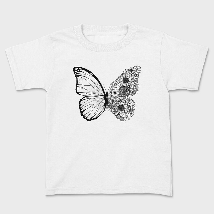 Butterfly Floral Wing, Kids' T-Shirt