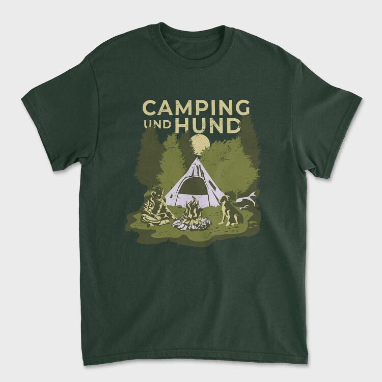 Camping and Hund, Унисекс Мъжка Тениска