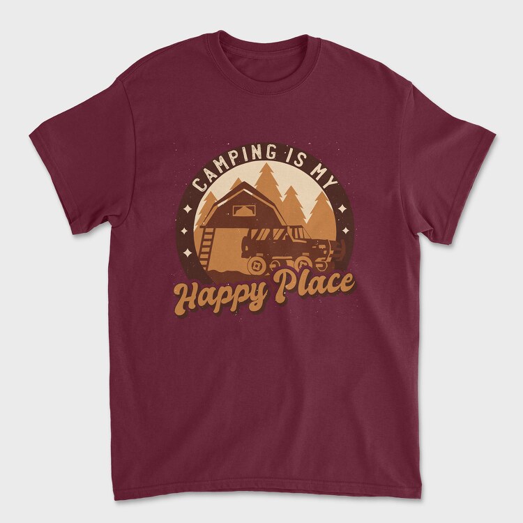 Camping Happy Place, Унисекс Мъжка Тениска