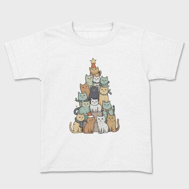 Cat Christmas Tree, Kids' T-Shirt