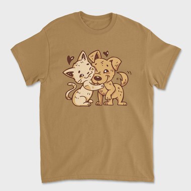 Cat Dog Hug, Unisex Men's T-Shirt