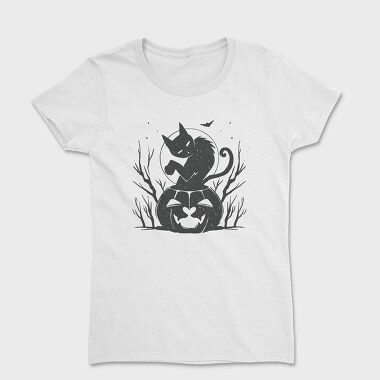 Cat Halloween Monochrome, Дамска Тениска