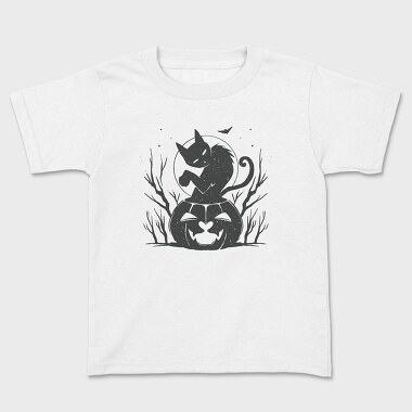Cat Halloween Monochrome, Kids' T-Shirt