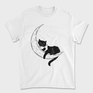 Cat on the Moon, Unisex Men's T-Shirt