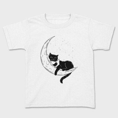 Cat on the Moon, Kids' T-Shirt