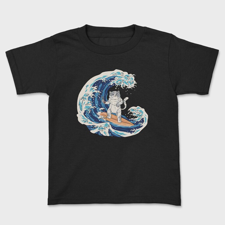 Cat Sushi Wave, Kids' T-Shirt