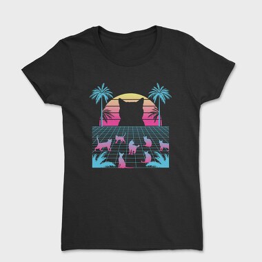 Cat Vaporwave, Women's T-Shirt