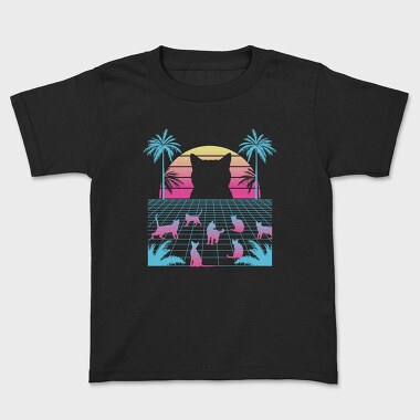 Cat Vaporwave, Kids' T-Shirt