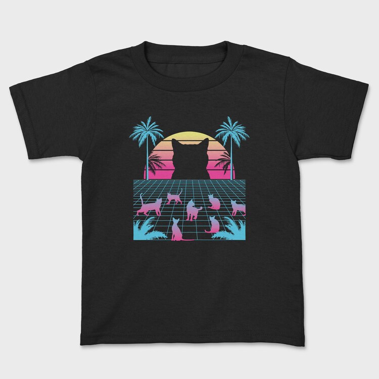 Cat Vaporwave, Kids' T-Shirt