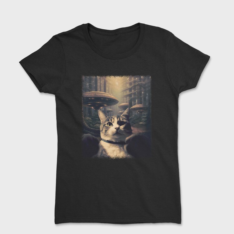 Cat With Alien Spaceships, Дамска Тениска