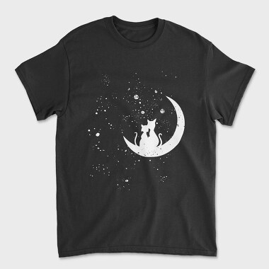 Cats Love Moon, Unisex Men's T-Shirt