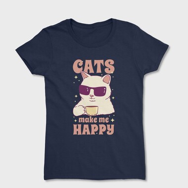 Cats Make Me Happy Coffee, Women's T-Shirt