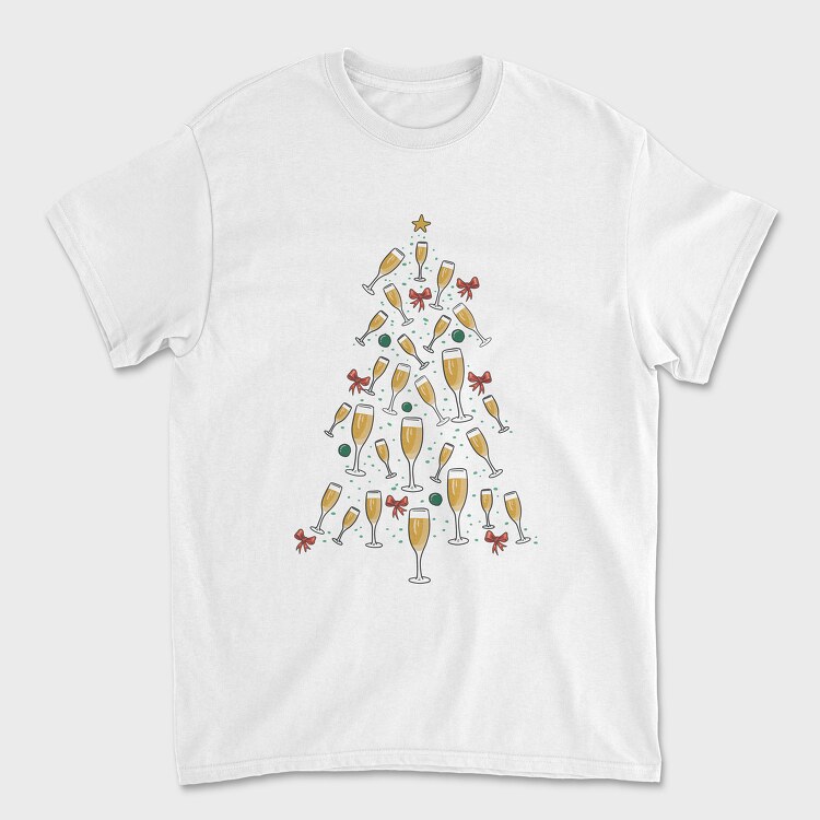 Champagne Christmas Tree, Unisex Men's T-Shirt