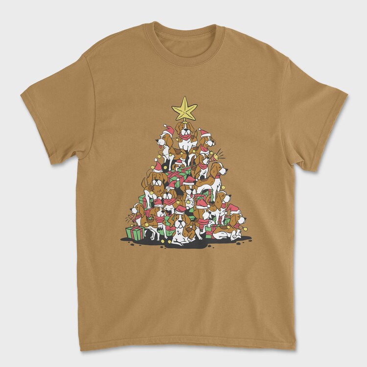 Christmas Tree Beagle, Unisex Men's T-Shirt