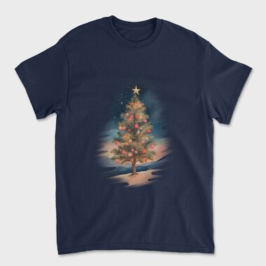 Унисекс Мъжка Тениска, Christmas Tree Watercolor